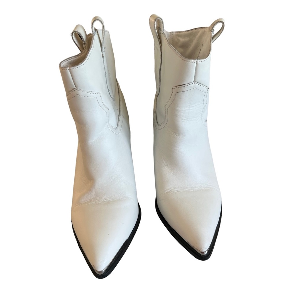 SM Zora White Leather Ankle Bootie - Picture 3 of 10